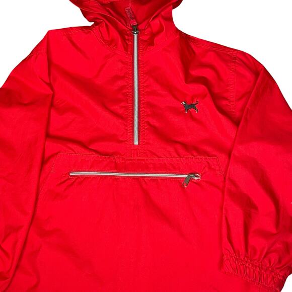 The Black Dog Red Kids Quarter Zip 7/8 Windbreaker Rain Jacket Hooded Pullover - Picture 4 of 16